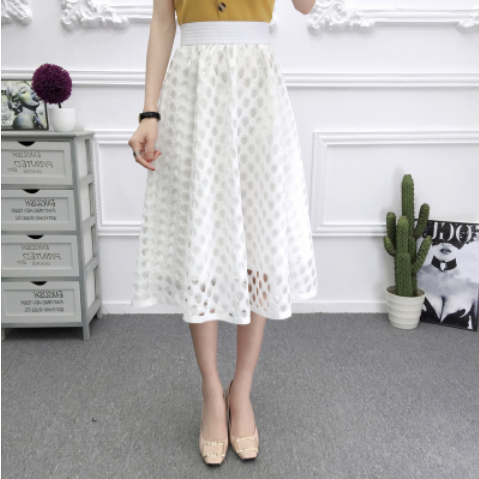 Falda Tutú de Cintura Alta con Encaje Calado - Diseño Voluminoso A para Primavera y Verano - Image 5