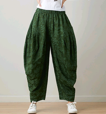 Pantalones Jacquard Étnicos para Mujer con Cintura Elástica - Primavera Verano