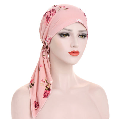 Turbante con Cola Curva y Flores - Gorro Tipo Pullover - Image 29