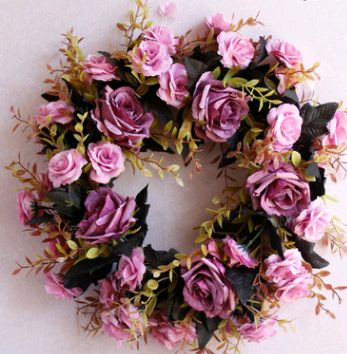 Corona Floral Decorativa Rosa Huanhua - Adorno Colgante Estilo Europeo Moderno - Image 3