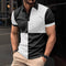 Camiseta Polo Masculina Casual com Gola Rolê e Costuras Bicolores