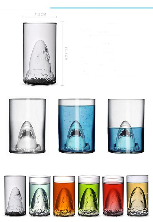 Vaso de Vidrio Doble Capa con Diseño Tiburón - Ideal para Vino, Café y Bebidas - Image 6