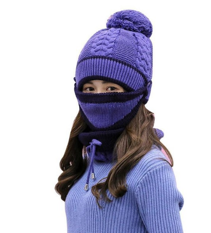 Gorro Cálido de Lana y Terciopelo con Cuello Integrado