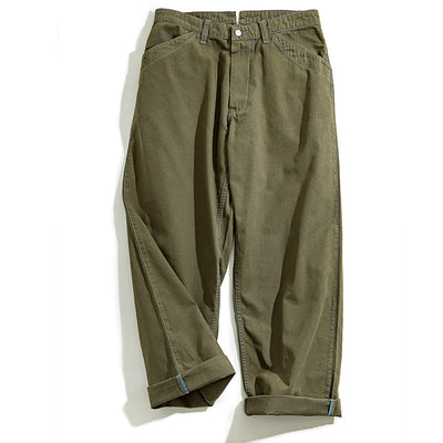 Pantalón Ancho Estilo Retro Militar Verde Ejército con Hebilla París - Image 11