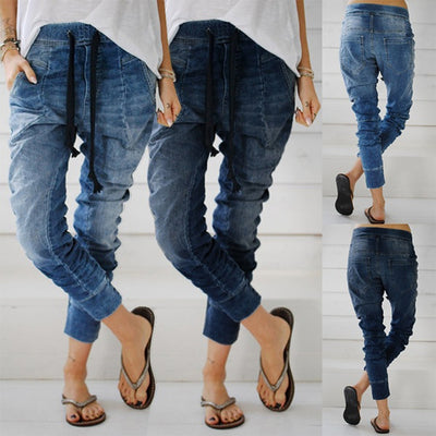 Pantalones Harem Denim con Cordones