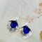 Alloy Orchid Long Crystal Earrings Royal Azul