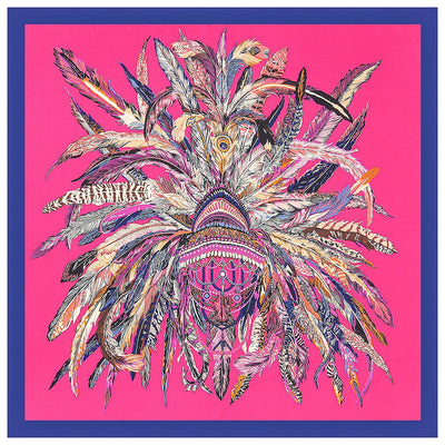Pañuelo de Seda Sintética con Diseño de Plumas Indígenas para Mujer - Image 10