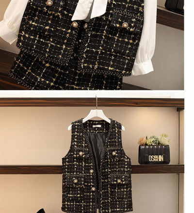 Conjunto de Tres Piezas Chaleco Occidental Delgado para Tallas Grandes - Image 12