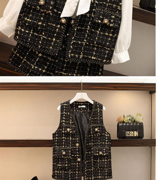 Conjunto de Tres Piezas Chaleco Occidental Delgado para Tallas Grandes - Image 12