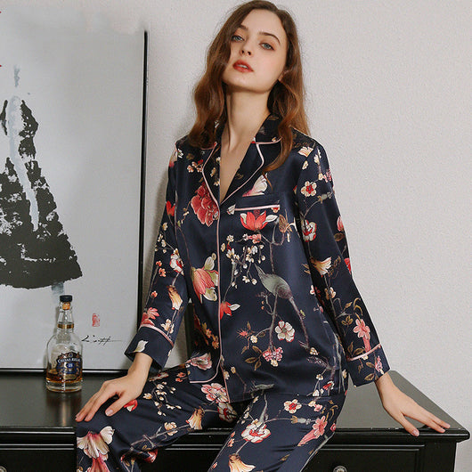 Pijama de Seda para Mujer - Manga Larga Primavera Verano Otoño - Image 8