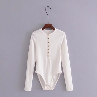 Bodysuit Ajustado de Punto con Botones y Mangas Largas - Image 5
