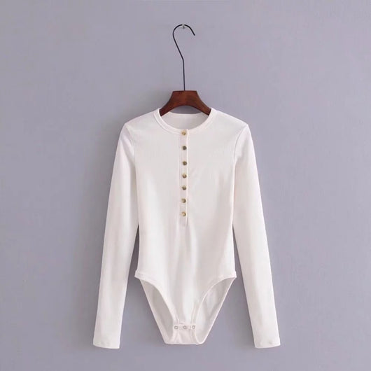 Bodysuit Ajustado de Punto con Botones y Mangas Largas - Image 5