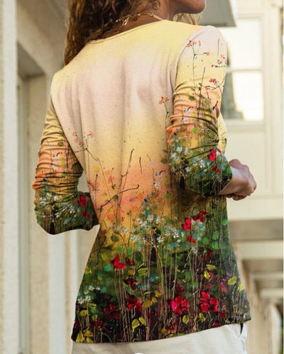 Blusa Estampada Cuello V Manga Larga para Mujer - Image 8