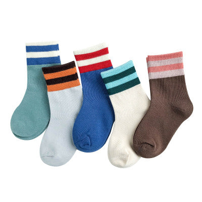 Calcetines de bebé de algodón con animales bordados y rayas coloridas - Image 12
