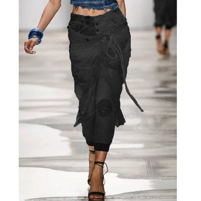 Pantalones Vaqueros Ajustados Rotos con Cordones - Diseño Trendy Talla Grande - Image 15