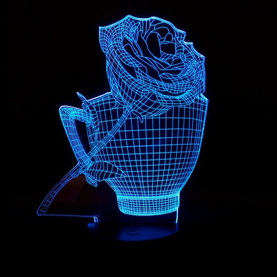 Lámpara Nocturna Rosa 3D con Efecto Floral - Image 6