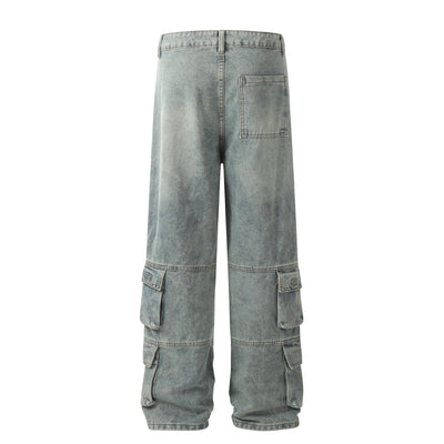 Jeans Casuales Hombre con Múltiples Bolsillos - Estilo Street Lavado Pesado - Image 3