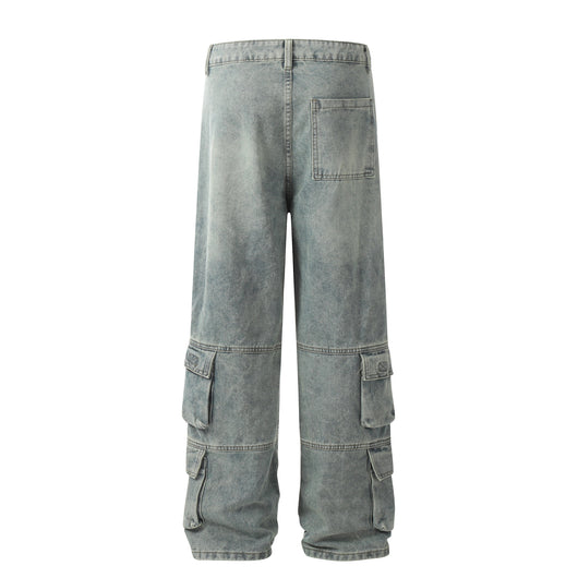 Jeans Casuales Hombre con Múltiples Bolsillos - Estilo Street Lavado Pesado - Image 3