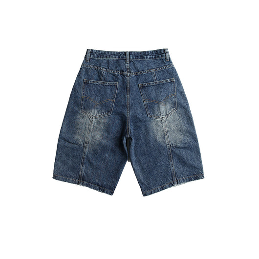 Shorts Camisa de Negocios Patchwork Denim Retro para Hombre - Image 5