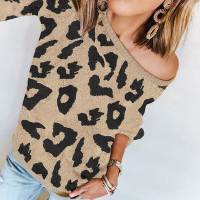 Suéter Suelto de Leopardo Multicolor Manga Larga para Otoño e Invierno - Image 3