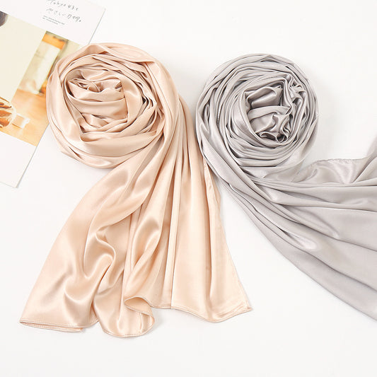 Pañuelo de Satén Monocromático Perla - Elegancia Pura