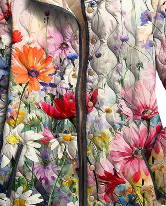 Abrigo de Algodón con Estampado Digital y Pliegues Estratégicos para Mujer - Image 2