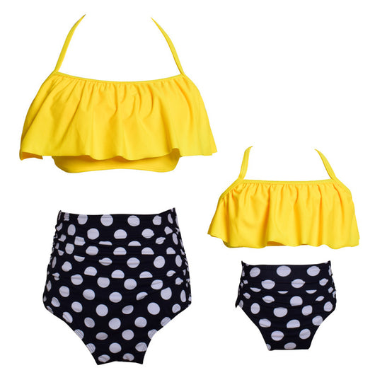 Traje de Baño Coordinado Mamá e Hija con Cintura Alta y Volantes Estampado - Image 9