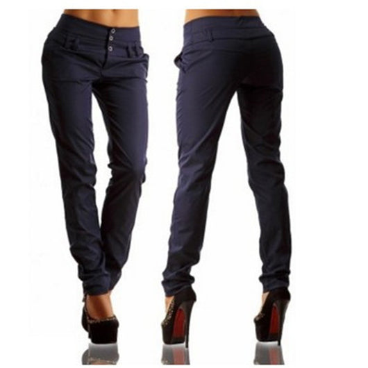 Pantalones Casuales Slim Fit de Color Puro para Mujer