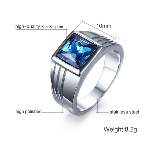 Anillo de Compromiso y Boda para Hombre con Zafiro Azul Elegante - Image 5