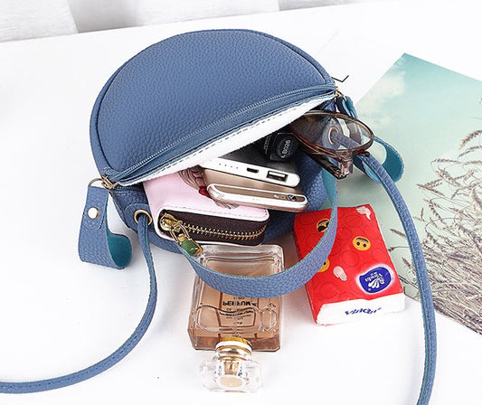 Bolso Bandolera Redondo de Cuero para Mujer - Cartera Messenger Circular - Image 2