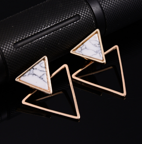 Aretes Geométricos de Mármol Turquesa - Diseño Creativo y Moderno - Image 7