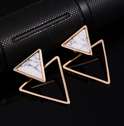 Aretes Geométricos de Mármol Turquesa - Diseño Creativo y Moderno - Image 7