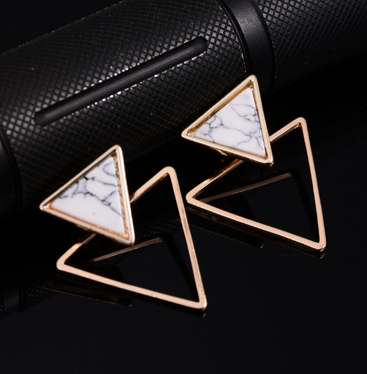 Aretes Geométricos de Mármol Turquesa - Diseño Creativo y Moderno - Image 7