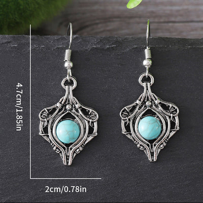 Aretes Colgantes de Gema Retro con Enrollado Simple - Image 7