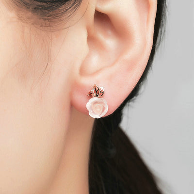 Aretes de Plata 925 Rosa con Cristal Rosa - Diseño Floral Elegante - Image 2