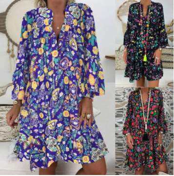 Vestido Camisa Holgado con Cuello Mao Fruncido - Image 17