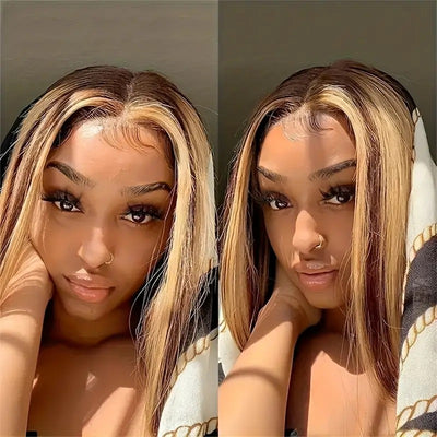 Peluca Frontal de Encaje Cabello Liso Medio Corto para Mujeres - Image 9