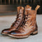 Botas Casuales Retro con Cordones y Tacón Grueso para Hombre