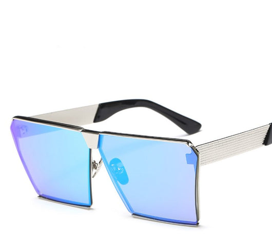 Silver-framed square polarized sunglasses with dark gray lenses and textured temples on a white background. - Image 28