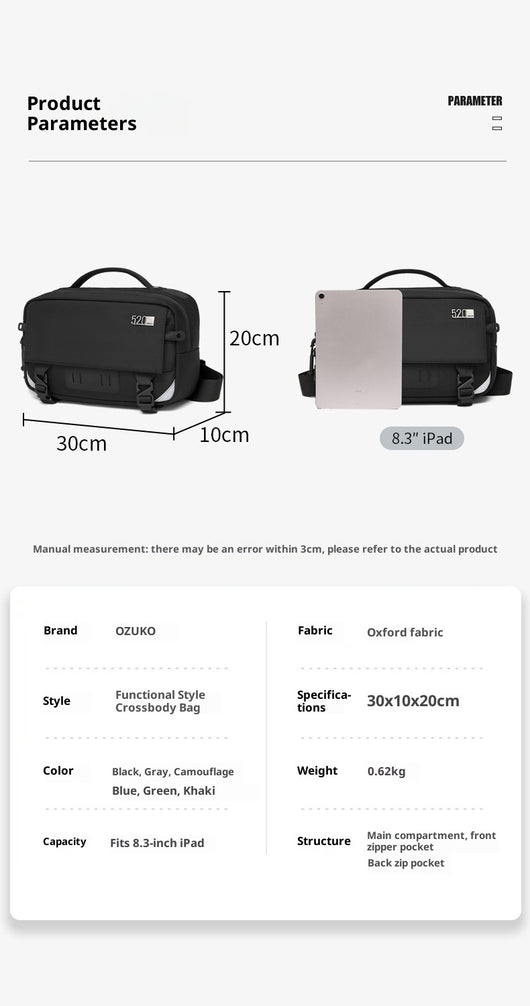 Bolsa Crossbody Impermeable de Gran Capacidad para Hombre - Image 19