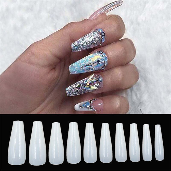 500 Uñas Postizas Transparentes de Color Natural - Efecto Ballet