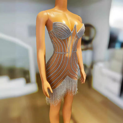 Vestido de Fiesta para Mujer con Detalles de Borlas - Image 3