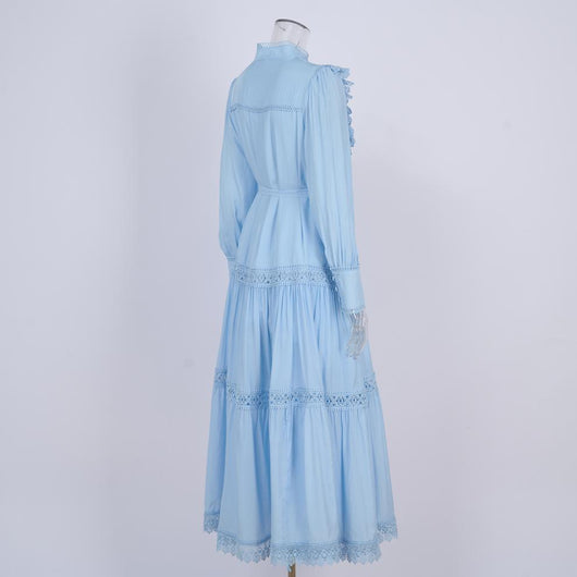 Falda Larga Elegante con Blusa Bordada y Mangas Linterna Ajustadas - Image 23