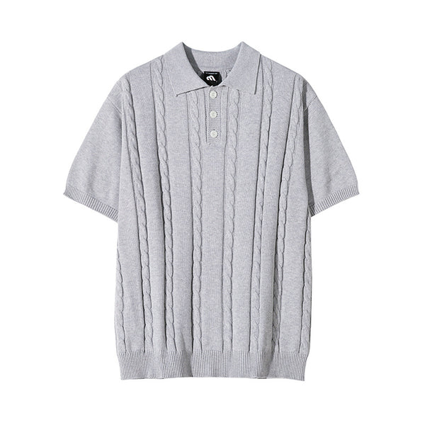 Playera Hombre Suelta Twist Manga Corta Cuello Solapa