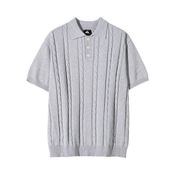 Playera Hombre Suelta Twist Manga Corta Cuello Solapa