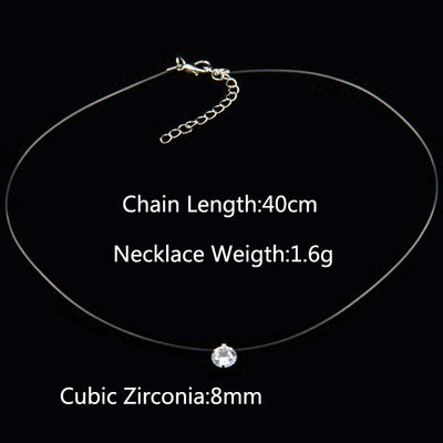 Collar de Hilo Transparente Cadena Clavícula Simple - Image 8