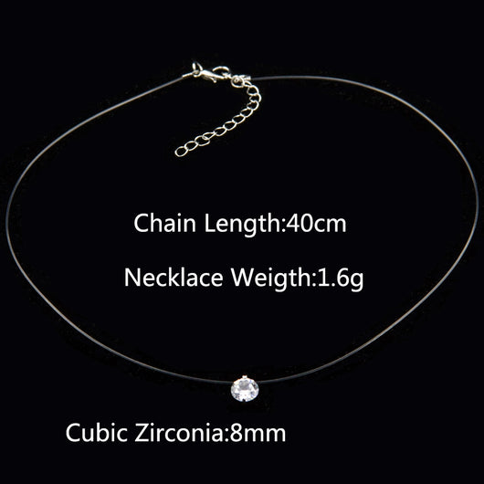 Collar de Hilo Transparente Cadena Clavícula Simple - Image 8