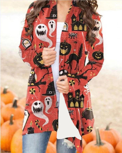 Abrigo Casual Versátil con Temática Halloween para Mujer - Image 17