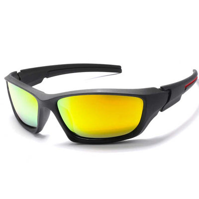 Black sports polarized sunglasses with yellow TAC lenses and a plastic frame, ideal for cycling and outdoor activities. - Image 14
