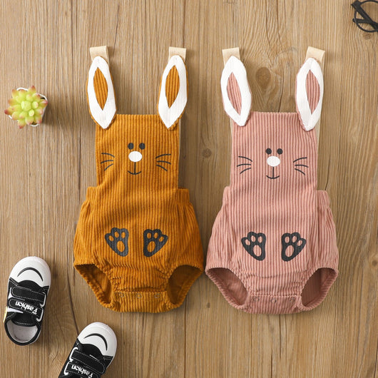 Gorro Triangular con Correa para Bebés - Diseño Conejito en Pana - Image 10
